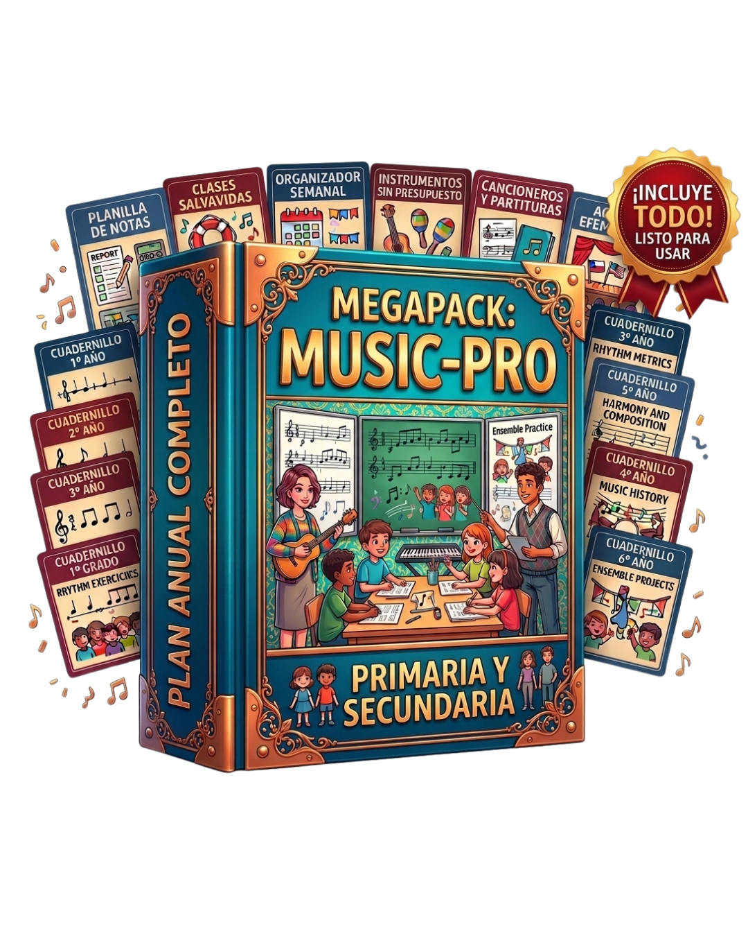 MEGAPACK MUSIC-PRO PRIMARIA Y SECUNDARIA: 12 tomos + 6 bonus + Actos Escolares + Proyectos Transversales ESI/EAI