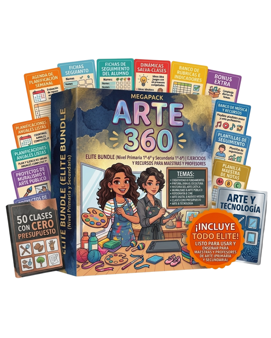 MEGAPACK ARTE 360: 6 Tomos Primaria + 6 Tomos Secundaria + 6 Bonus + Clasis sin presupuesto + Tecnología